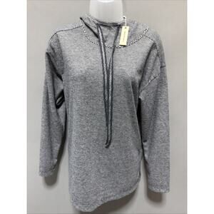 NWT Max Studio Striped Hoodie High/ Low Tunic in Black/ Ivory Size: M MSRP: $88